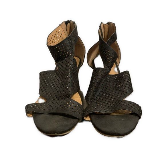 Report Black Mesh Low Wedge Heel Sandals Mackie 9 - Picture 2 of 6